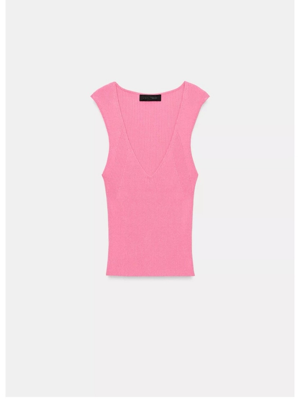 Zara Pink Ribbed V-Neck Tank - Picture 5 of 5